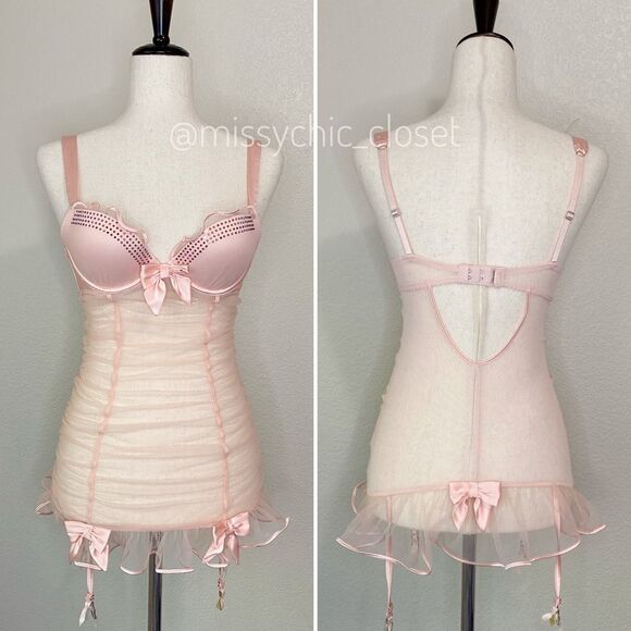 Victoria's Secret Other - COPY - NWOT Victoria’s Secret 34B Pink Mesh Rhinestone Embellished Lingerie
